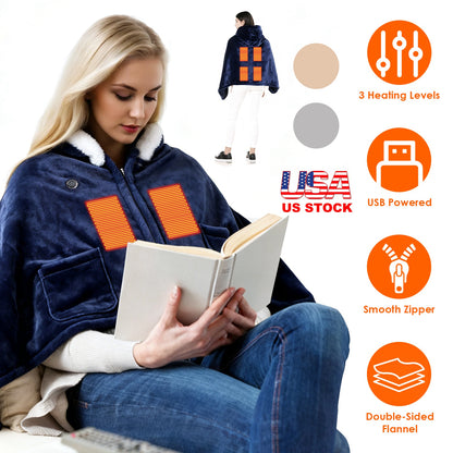 Wearable Heated Blanket with 8 Heating Zones & 3 Temperature Levels