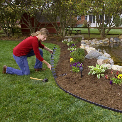 Plastic Garden Edging Kit 100FT with 90 Spikes No-Dig Border