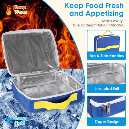 Kids Insulated Lunch Box with 2 Compartments & Utensils