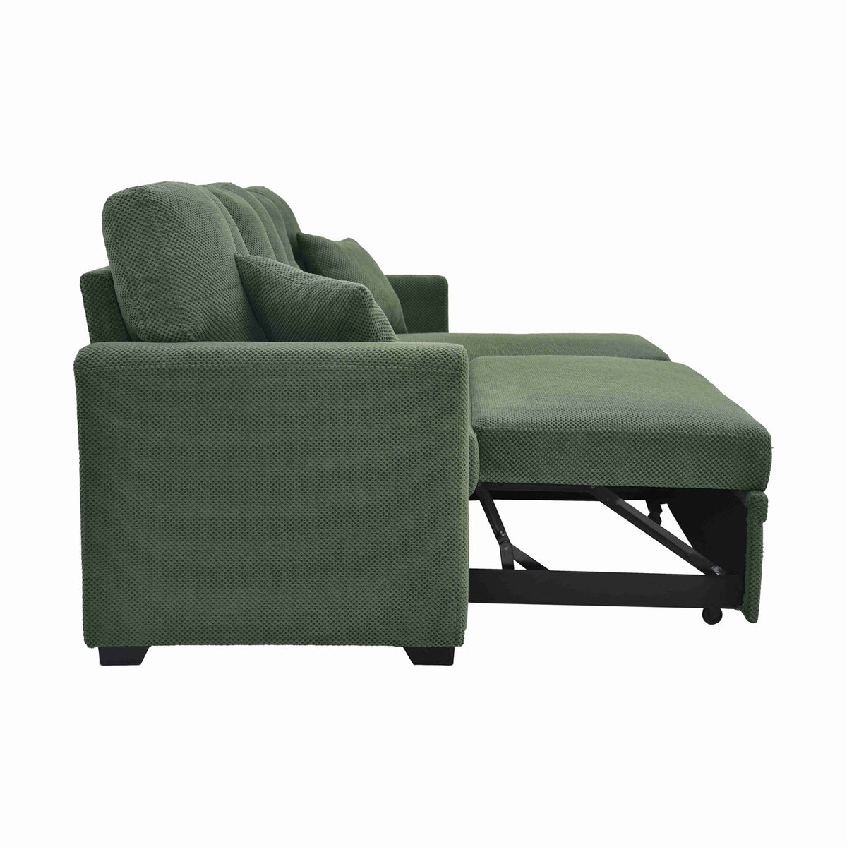 Sleeper Sofa with Pull-Out Bed, L-Shaped Sectional Couch with Reversible Chaise and Storage, Foil Fabric Upholstered Sof