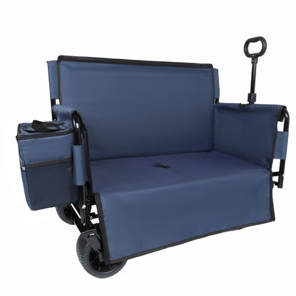 3-in-1 Folding Wagon Cart with Bench Seat, patent protection- Includes 1 ice pack, 500lbs Heavy-Duty Utility Wagon, 180L