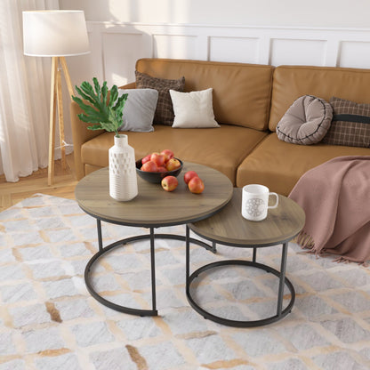 Nesting Coffee Table Set of 2 with Marble Pattern Tops