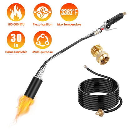 180,000 BTU Propane Weed Torch with 10FT Hose & Piezo Ignition