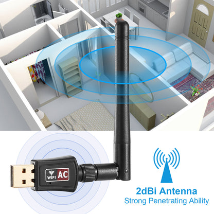 USB WiFi Adapter AC600 Dual Band with Rotating Antenna