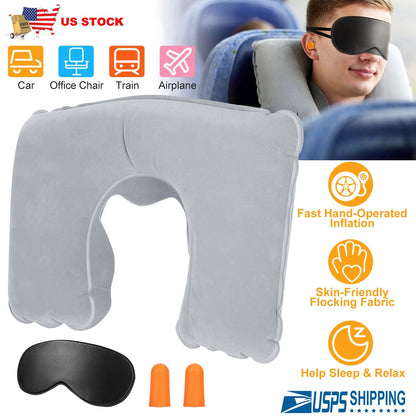 Travel Pillow Inflatable U Shape Neck Pillow Neck Support Head Rest Office Nap Car Airplane Cushion