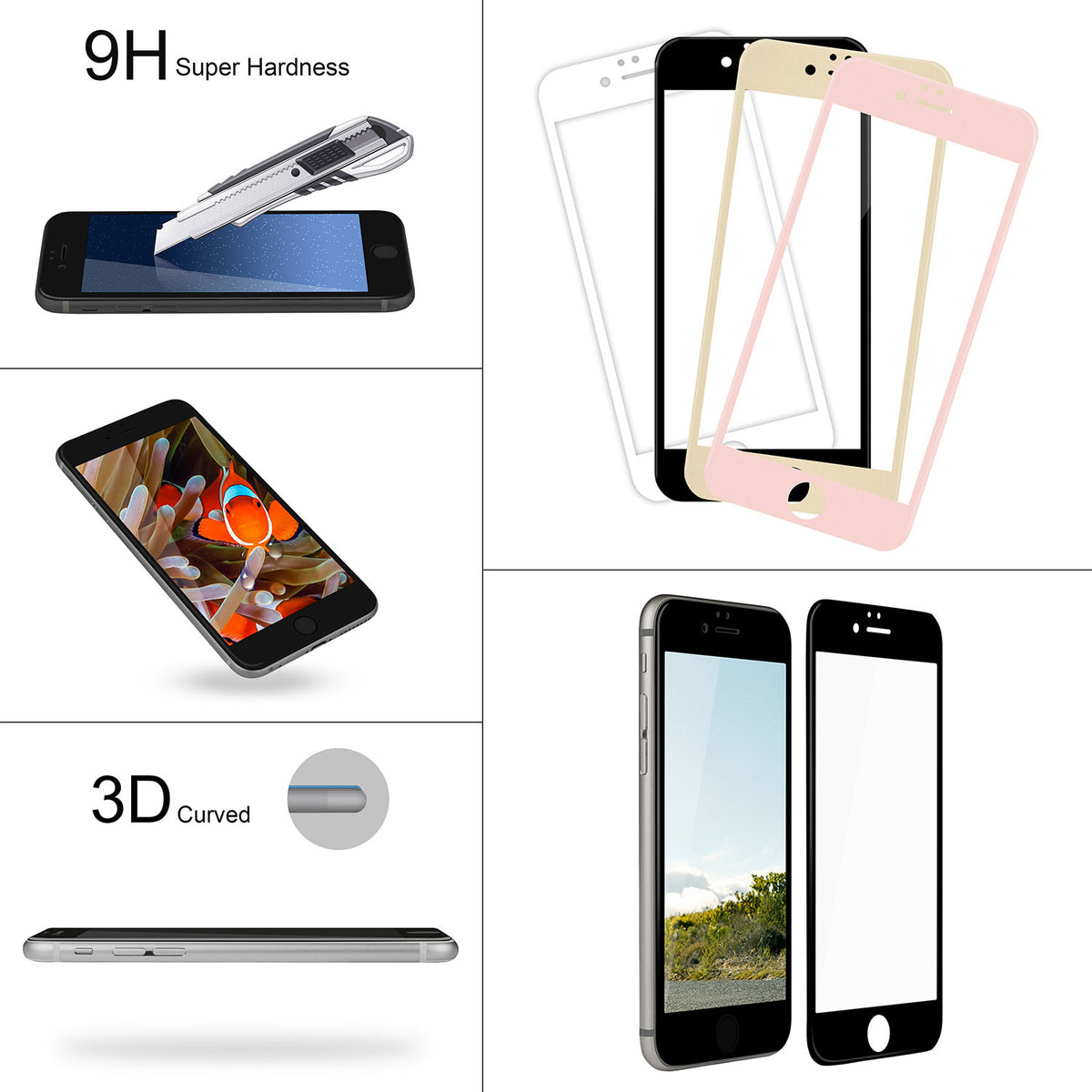 Tempered Glass Screen Protector for iPhone 6 - 3D Curved