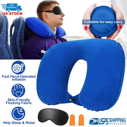 Travel Pillow Inflatable U Shape Neck Pillow Neck Support Head Rest Office Nap Car Airplane Cushion