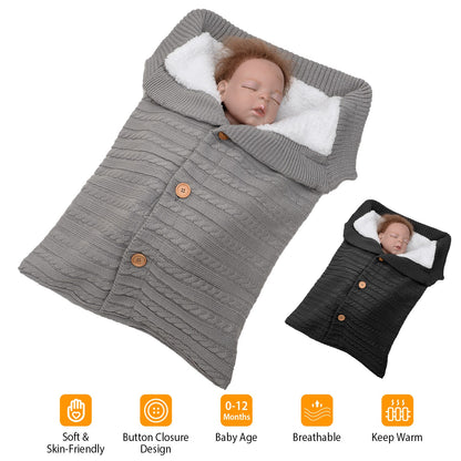 Baby Knit Swaddle Blanket with Button Closure 0-12 Months