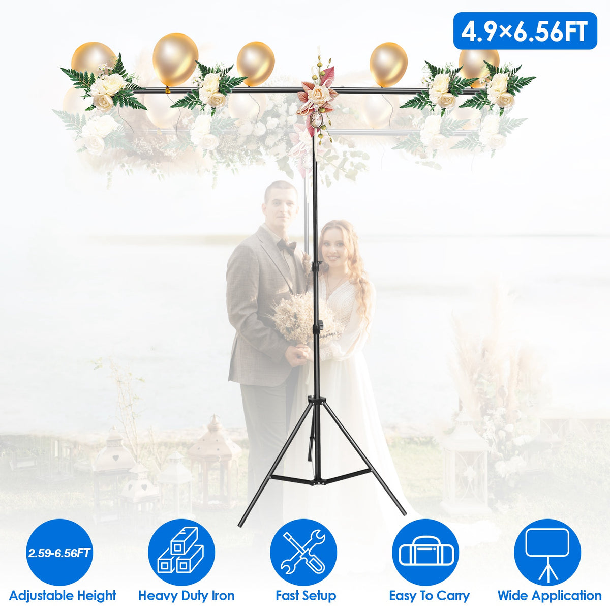 T-Shape Backdrop Stand 5x6.5ft Adjustable Photography Kit