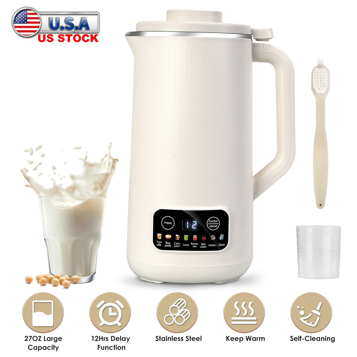 Nut Milk Maker 27oz with Delay Timer & Self-Cleaning