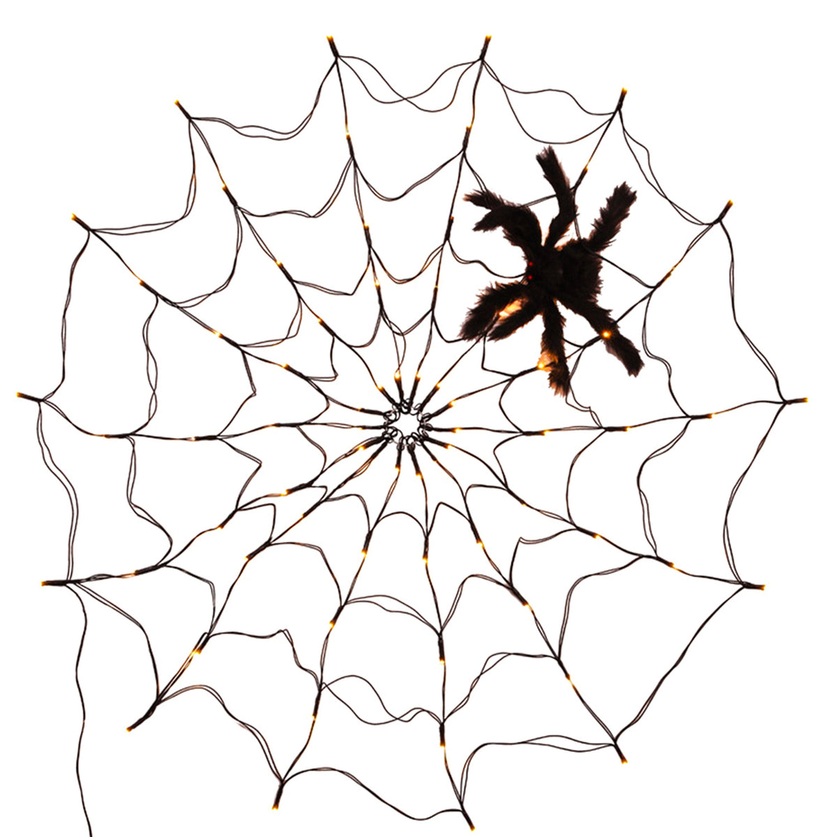 Spider Web Light with Hairy Spider - 70 LED Halloween Decoration