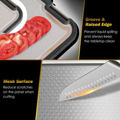 Double Sided Cutting Board with Knife Sharpener - 2 Pack