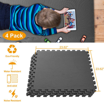 Interlocking Foam Floor Mats – 4-Pack EVA Puzzle Tiles