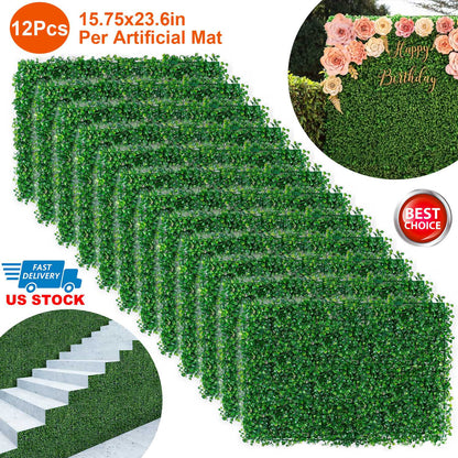 Artificial Boxwood Hedge Panels 23.6x15.75in - 12 Pack