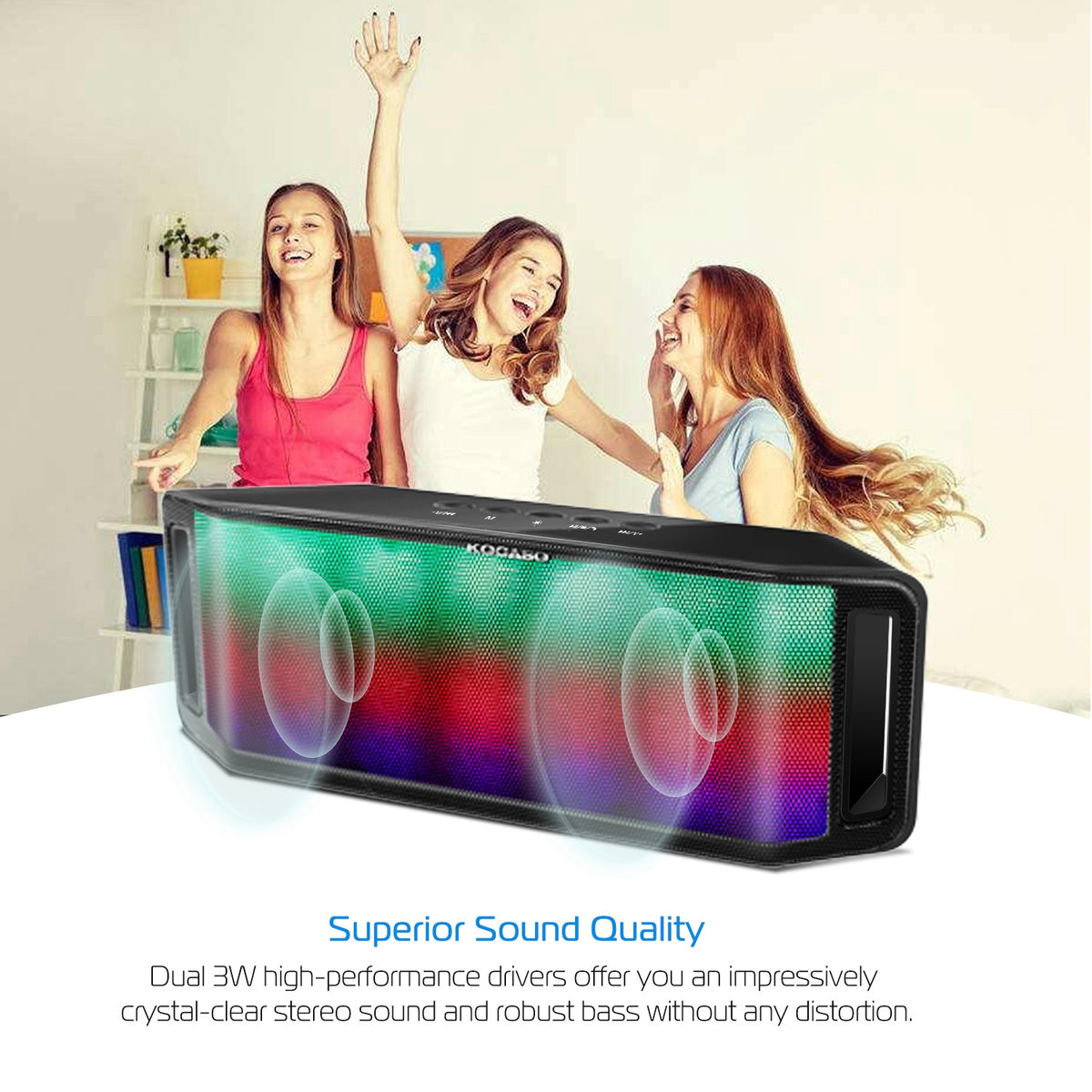 LED Wireless Speaker with Multicolor Lights and FM Radio