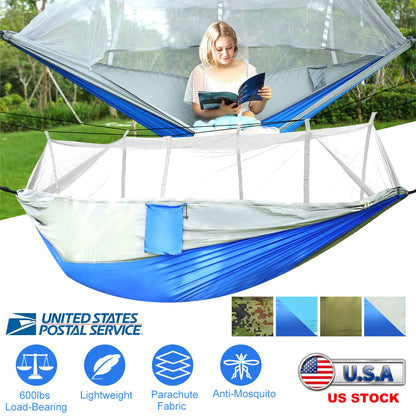 Camping Hammock with Mosquito Net - 600lb Capacity for 2 People