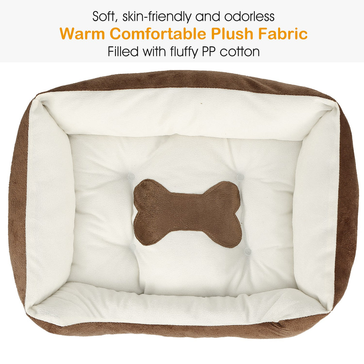 Plush Dog Bed with Non-Slip Bottom & Bonus Toy