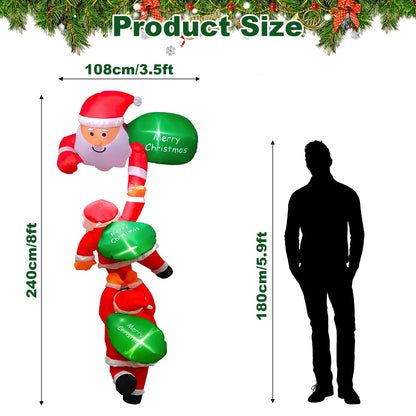 8FT Inflatable Climbing Santa Claus with LED Lights