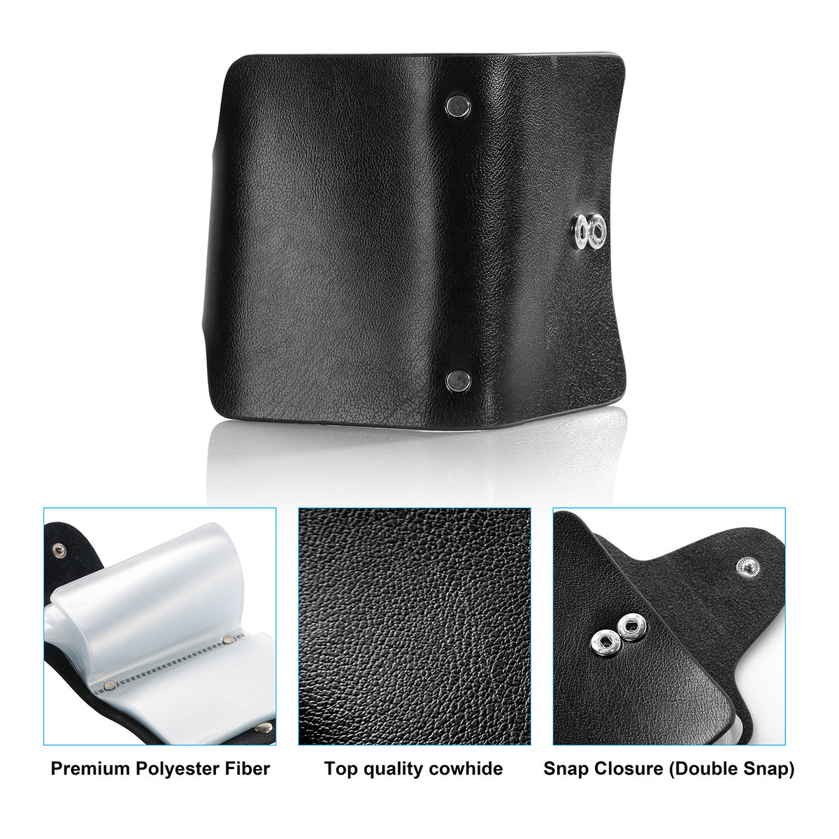 Credit Card Holder Card Organizer Pouch PU Leather Case Snap Closure with 26Pcs Card Slots