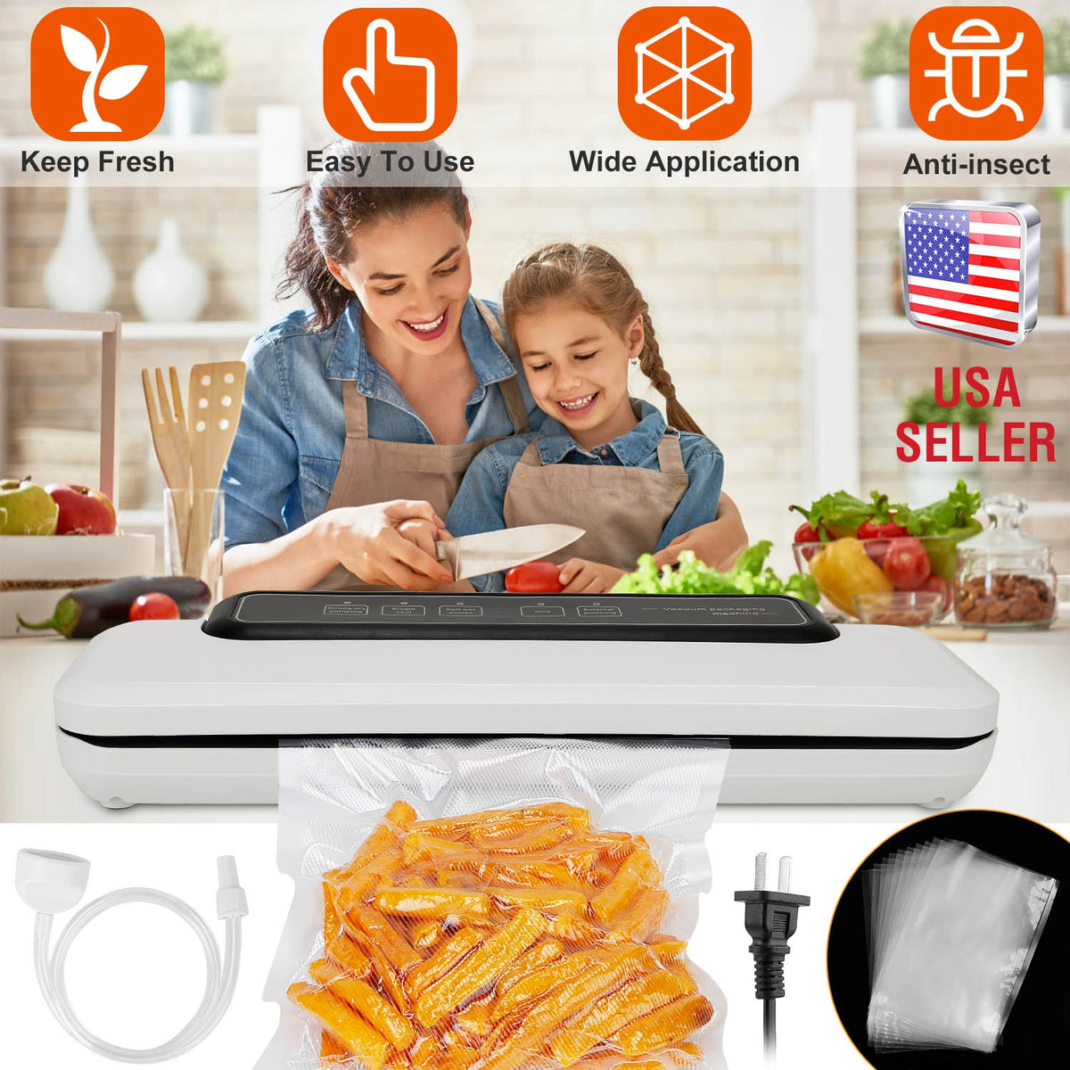Electric Vacuum Sealer Machine with 10 Bags