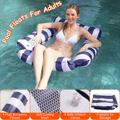 Inflatable Pool Float Set - 2 Hammocks & Drink Holder