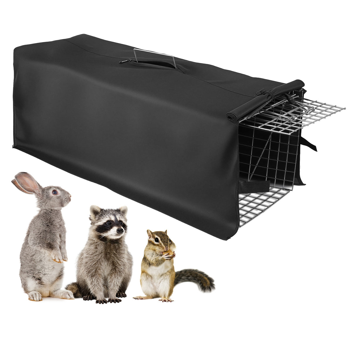 Live Animal Trap Cage 31" Folding with Waterproof Cover