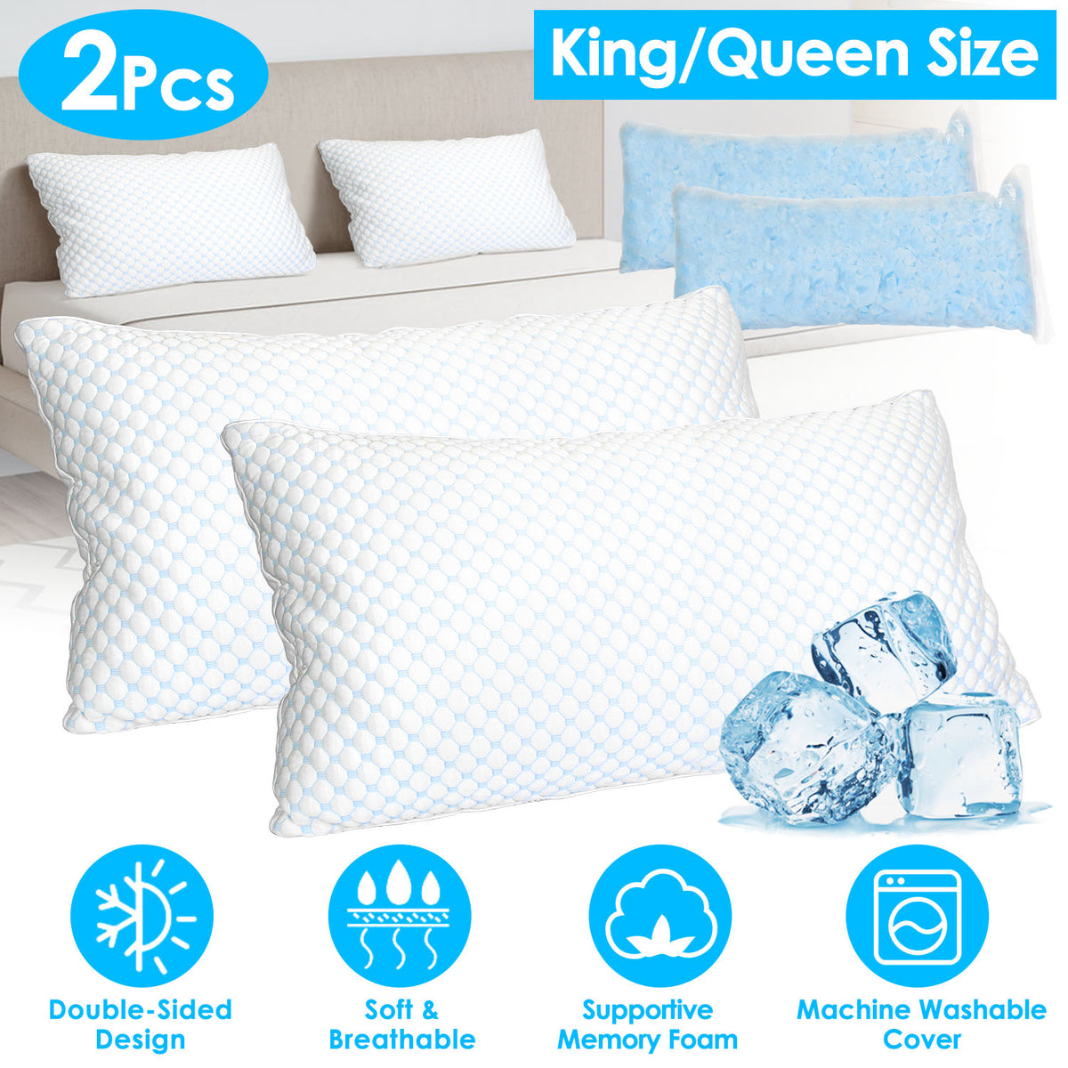 Adjustable Shredded Memory Foam Pillow with Cooling Cover