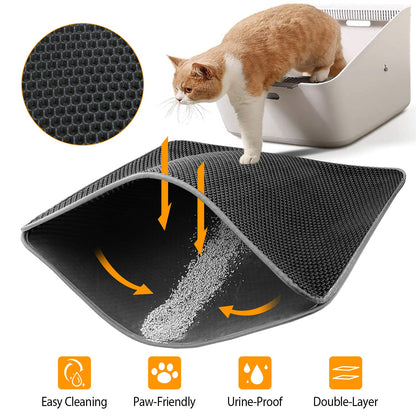 Double Layer Cat Litter Mat with Honeycomb Design