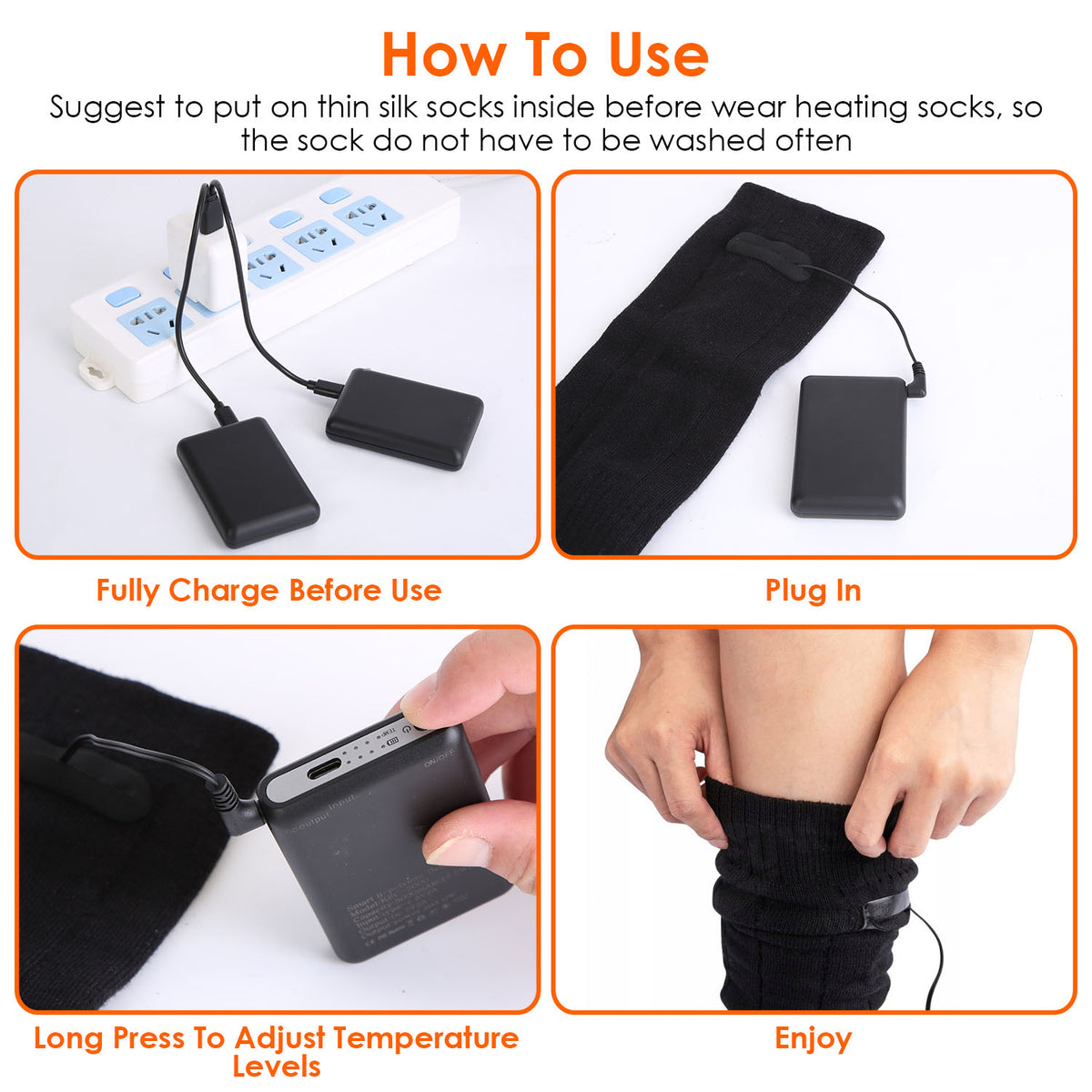 Rechargeable Heated Socks with 4 Temperature Levels