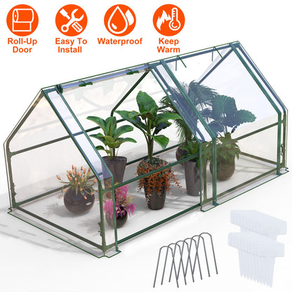 Portable Mini Greenhouse with Roll-Up Zipper Doors 71"L