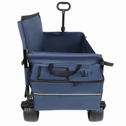 3-in-1 Folding Wagon Cart with Bench Seat, patent protection- Includes 1 ice pack, 500lbs Heavy-Duty Utility Wagon, 180L