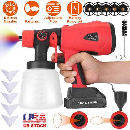 Cordless Electric Paint Sprayer with 5 Nozzles & 800ML Cup