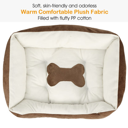 Plush Dog Bed with Non-Slip Bottom & Bonus Toy
