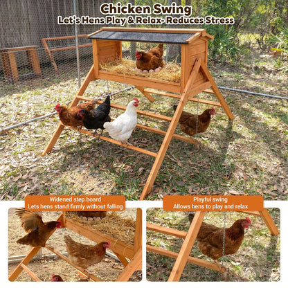 Chicken Nesting Box with Perch and Waterproof Roof