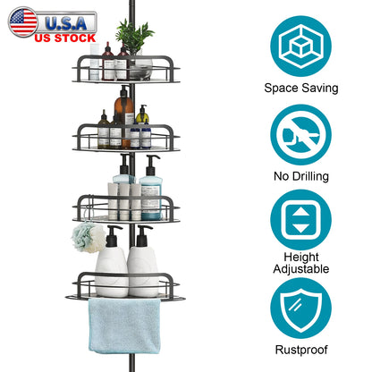 Corner Shower Caddy with 4 Adjustable Shelves