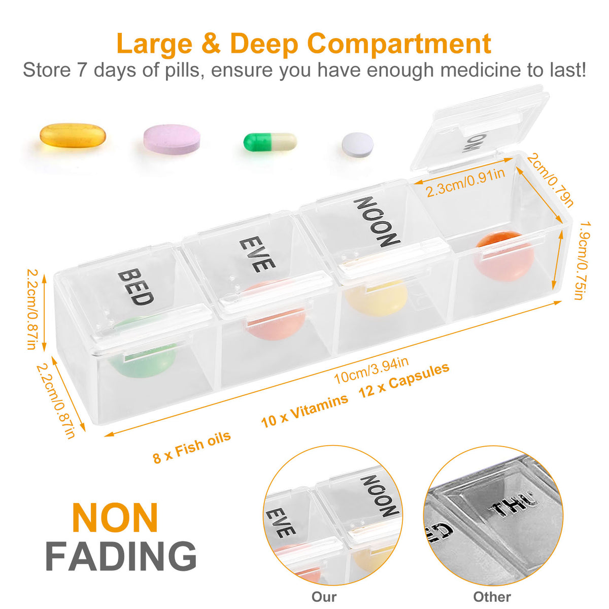 Weekly Pill Organizer AM PM Daily Medicine