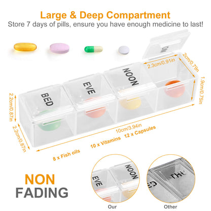 Weekly Pill Organizer AM PM Daily Medicine