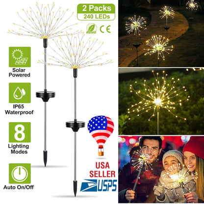 Solar Starburst Lights 240 LED Firework Garden Stake Lights