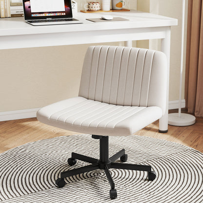 Cross-Legged Swivel Desk Chair with Wheels and Wide Seat