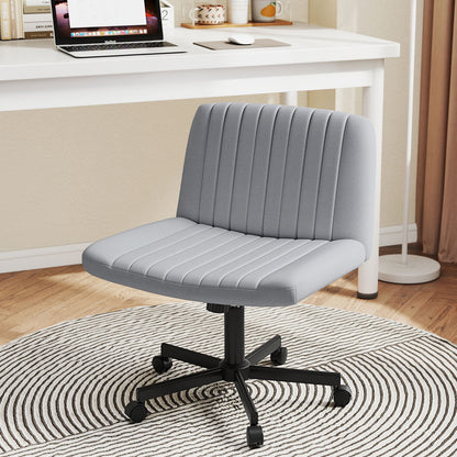 Cross-Legged Swivel Desk Chair with Wheels and Wide Seat