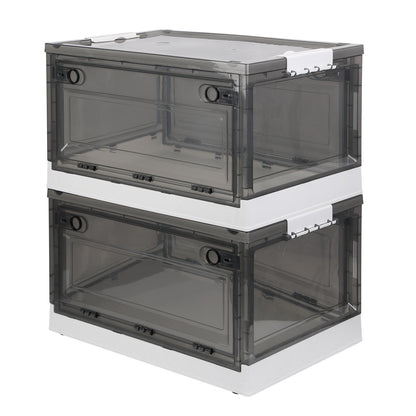 Foldable Storage Bins with Wheels - 2 Pack Stackable Organizer