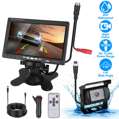 7 Inch Backup Camera System with Night Vision & IP67 Waterproof