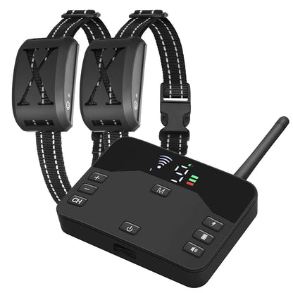 2 In 1 Wireless Electric Dog Fence Waterproof Pet Shock Boundary Containment System Electric Training Collar with 2 Receiver Collars for Small Medium