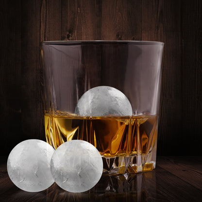 Sphere Ice Ball Maker Mold - 4 Cavity Silicone Tray with Lid