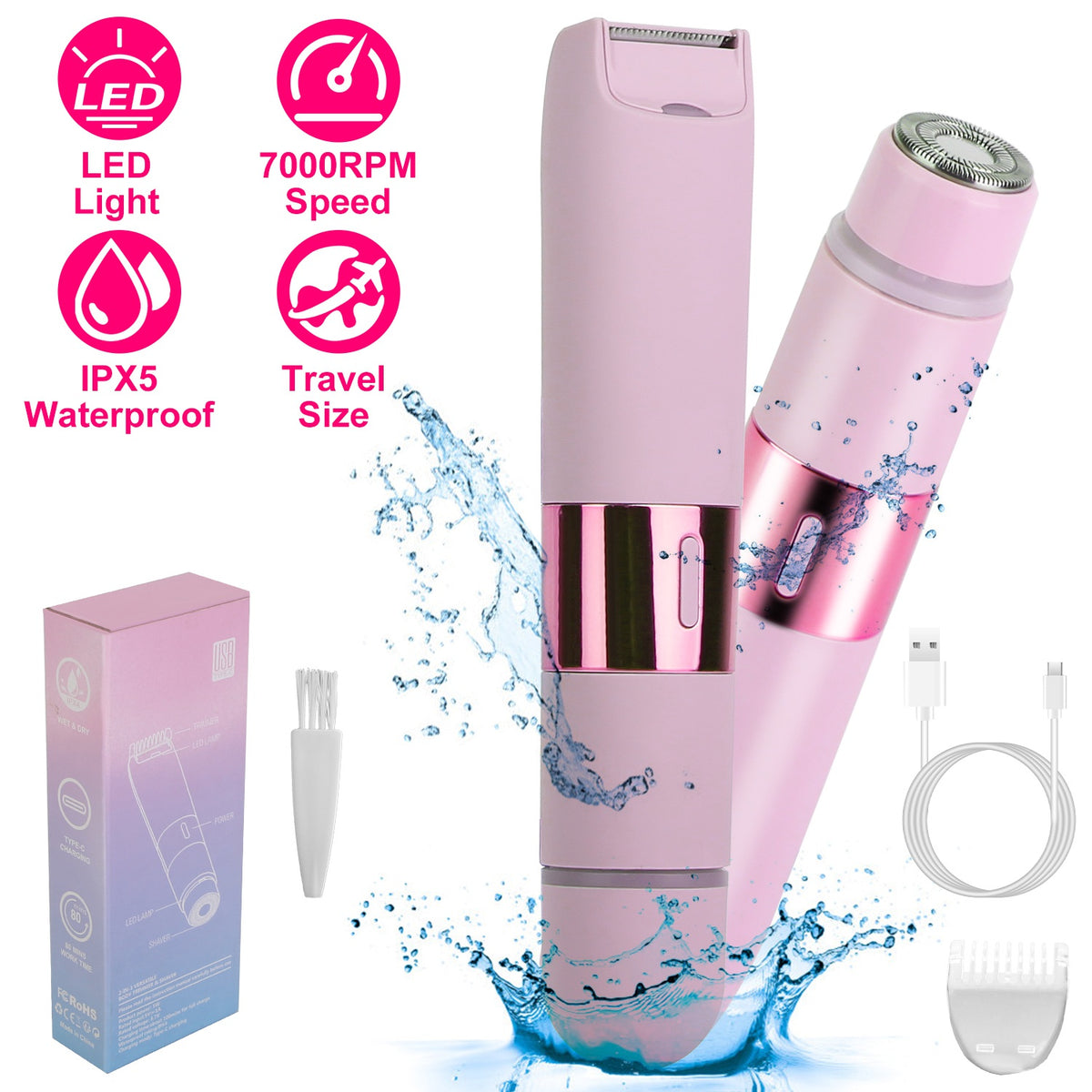 Cordless Waterproof Body Shaver for Women