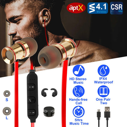 Sport Headsets Wireless V4.1 In-Ear Stereo Headphones Sweat-proof Running Earphones w/Mic Hands-free