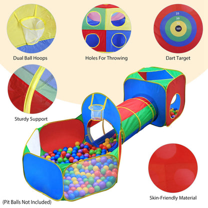 Kids Ball Pit Tent Set with Tunnels & Playhouse - 5 Piece