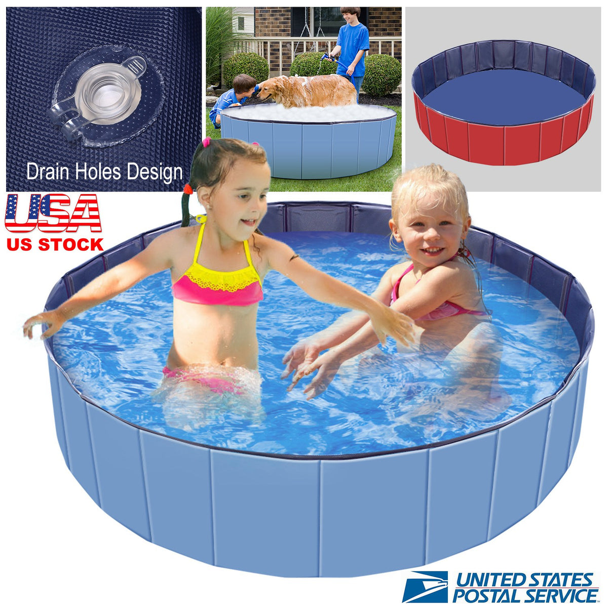Foldable Pet Swimming Pool - 4ft PVC Dog Bath Tub