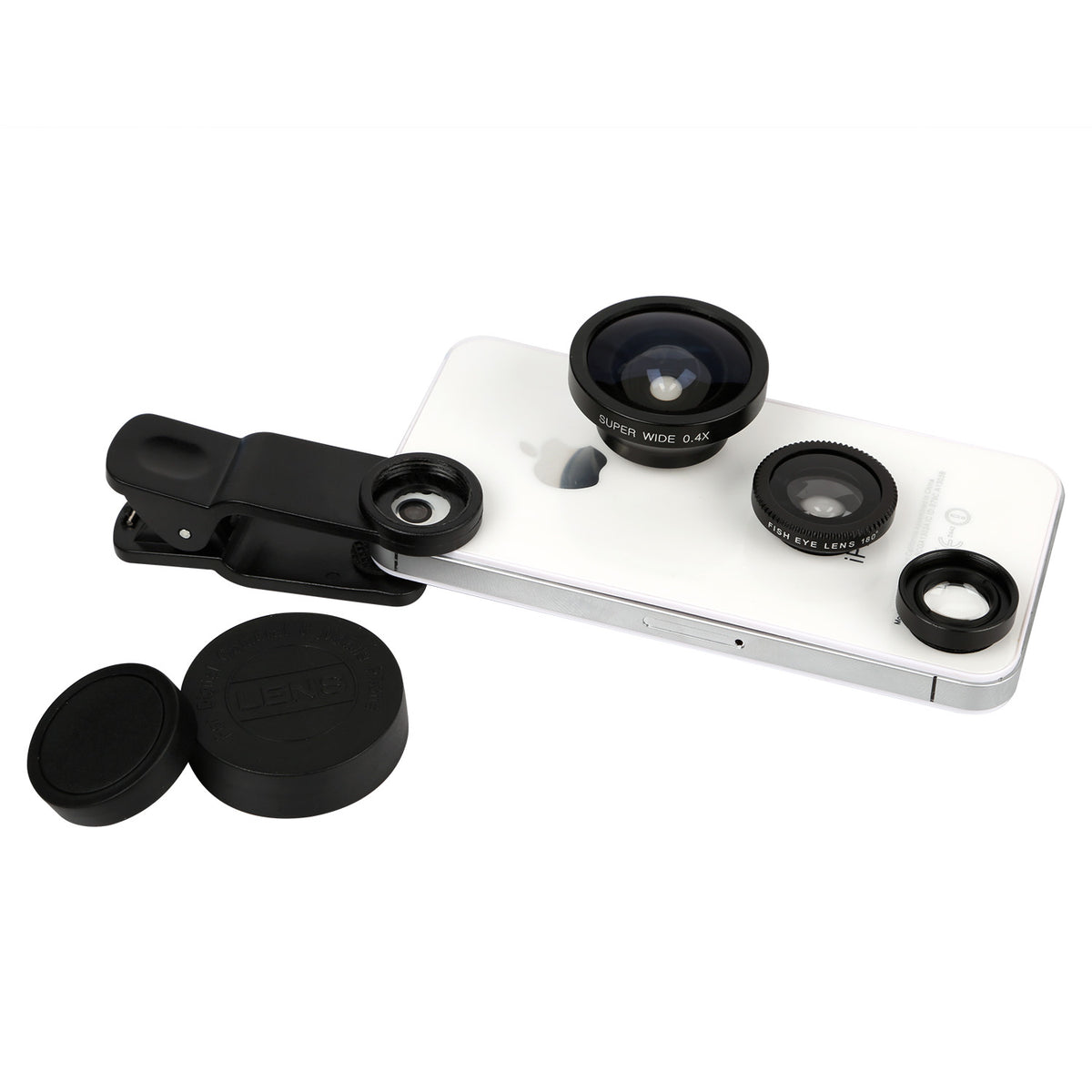 3-in-1 Clip-On Phone Camera Lens Kit with Fisheye, Wide & Macro