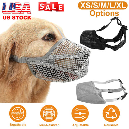 Soft Mesh Dog Muzzle with Adjustable Straps